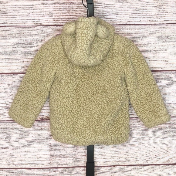 Baby Boden Brown Teddy Bear Sherpa Button Up Coat Size 6-12M - Picture 4 of 8